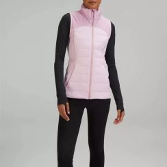 2Pcs Womens Pink Slim Fit Down Vest