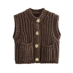 3Pcs Stylish Vintage Chunky Knit Vest