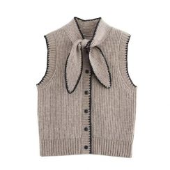 3Pcs Womens Bow Tie Knit Vest