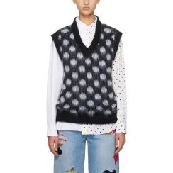 Womens Polka Dot Jacquard Mohair Knit Vests