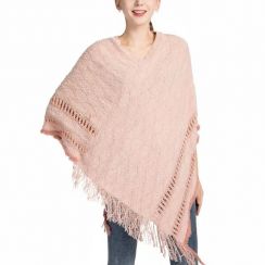 4Pcs Womens Diamond Edge Openwork Fringe Knitted Shawl