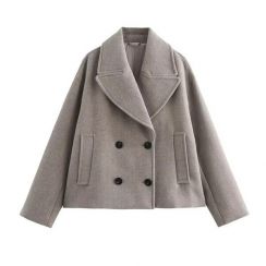 2Pcs Womens Winter Tweed Jacket With Lapels