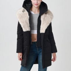 Womens Warm Hooded Lapel Cotton Padded Jacket