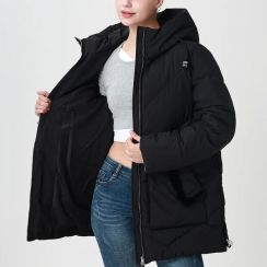 Womens High Neck Hooded Winter Cotton Jacket